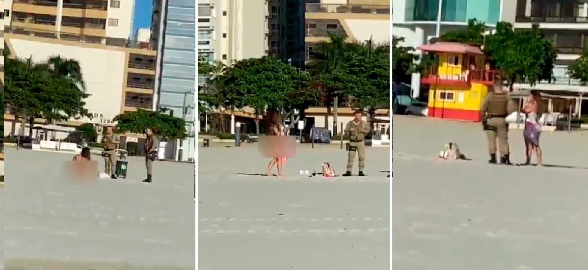 VÍDEO :  Mulher toma sol completamente nua na praia de Balneário Camboriú